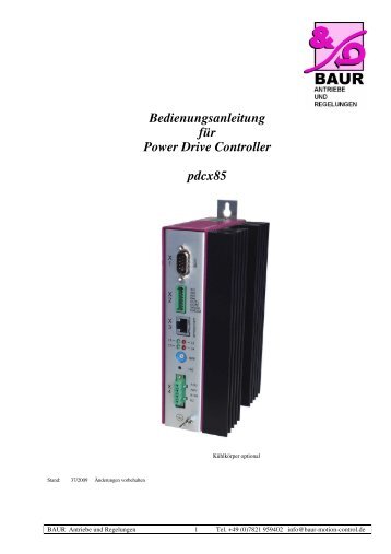 Bedienungsanleitung für Power Drive Controller pdcx85