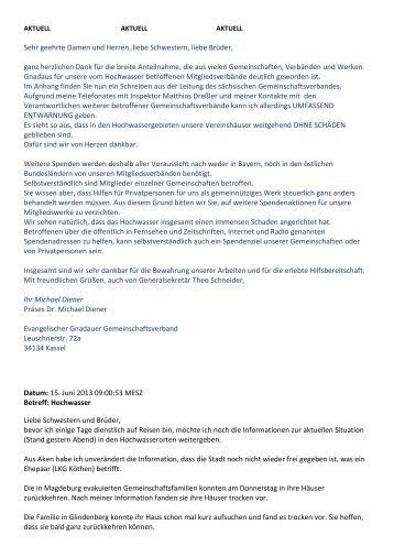 Sehr geehrte Damen und Herren, liebe Schwestern, liebe Brüder ...