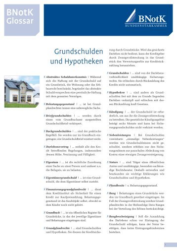 Glossar Grundschulden und Hypotheken Stand