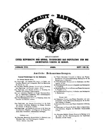 02. Zeitschrift für Bauwesen XVIII. 1868, H. I-III= Sp. 1-144