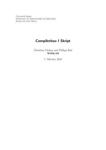 Compilerbau I Skript - Universität Siegen