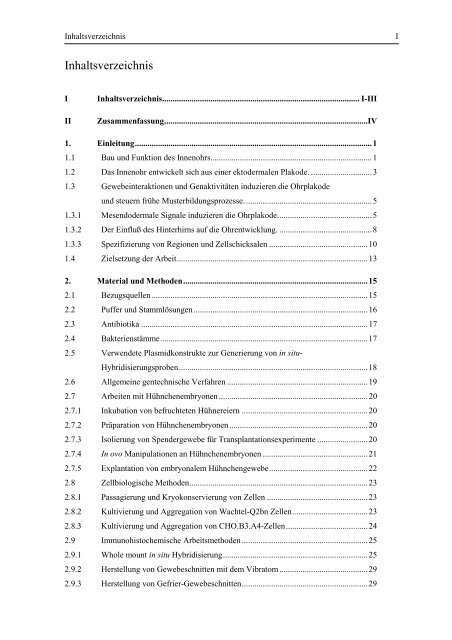 Die Entwicklung des Innenohrs