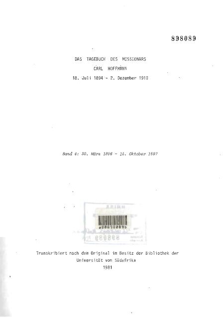 DAS TAGEBUCH DES mSSIONARS CARL HOFFMANN 18. Jul i ...