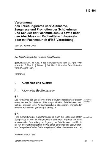 413.401 - Schaffhauser Rechtsbuch - Kanton Schaffhausen