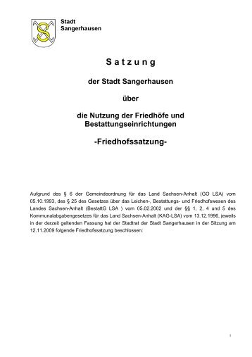 Entwurf Friedh.satzung in Schriftform.pdf - Stadt Sangerhausen