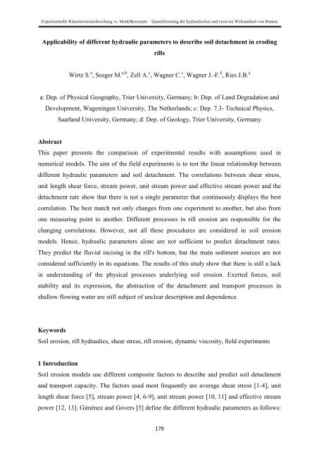 Stefan Wirtz Vom Fachbereich VI (Geographie/Geowissenschaften ...