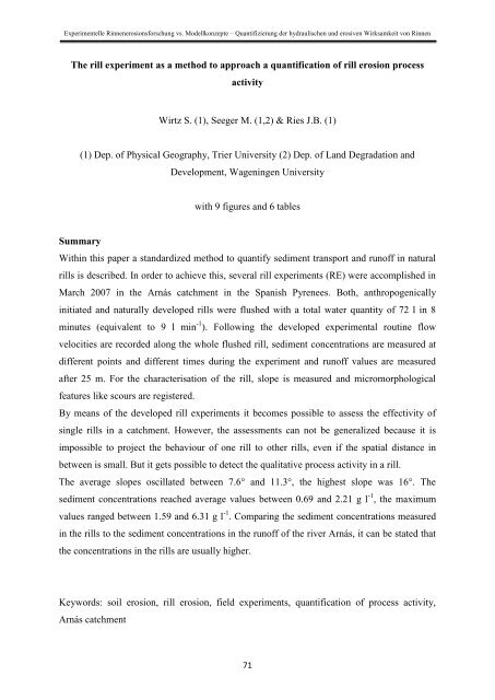 Stefan Wirtz Vom Fachbereich VI (Geographie/Geowissenschaften ...