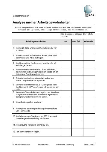 Analyse meiner Arbeitsgewohnheiten - Ausbildungsvorbereitung