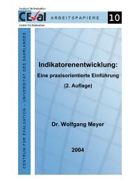 Indikatorenentwicklung. Eine praxisorientierte Einfuehrung - CEval