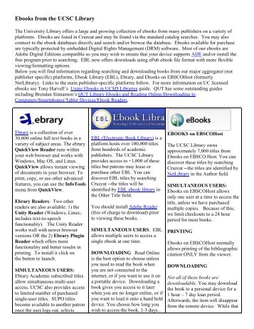 Ebooks from the UCSC Library - University Library