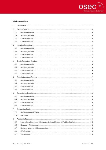 Grundsätze und Ausbildungsprogramm - Switzerland Global ...