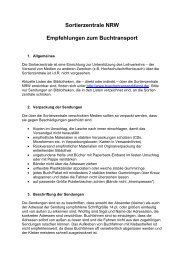 Sortierzentrale NRW Empfehlungen zum Buchtransport