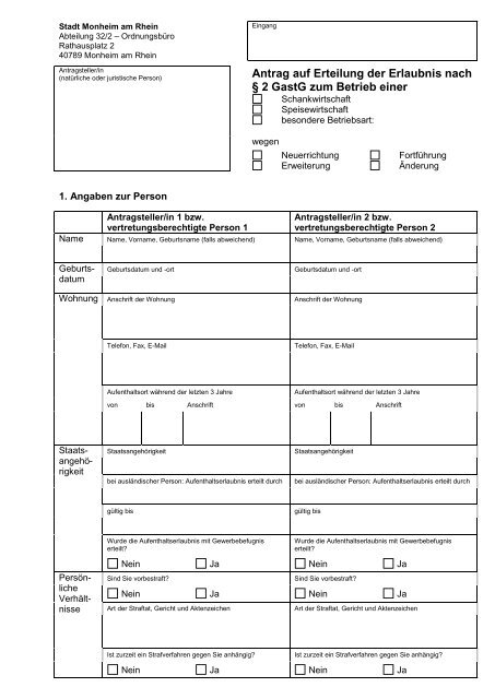 Download Gaststättenantrag (137 KB) - Monheim am Rhein