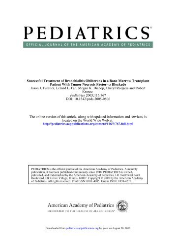 Successful Treatment of Bronchiolitis Obliterans in a ... - Pediatrics