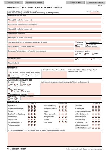 Einwirkung durch chemisch-toxische Arbeitsstoffe - Arbeitsinspektion