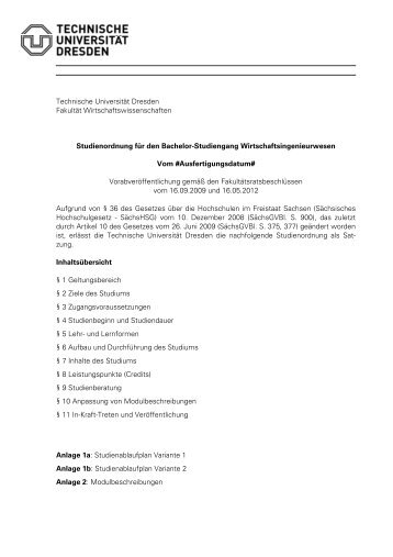 Technische Universität Dresden Fakultät Wirtschaftswissenschaften ...