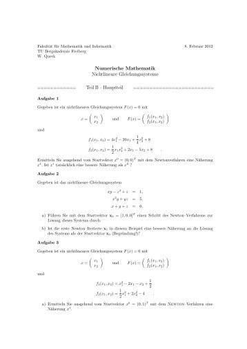 Nichtlineare Gleichungssysteme - Fakultät für Mathematik und ...