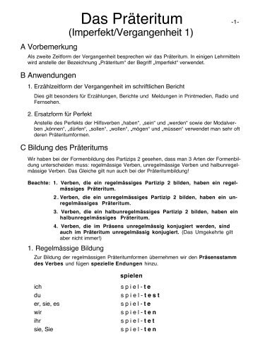 Das Präteritum - Unterricht