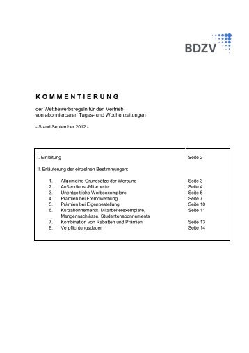 Kommentierung Vertriebsrichtlinien 2012 - BDZV