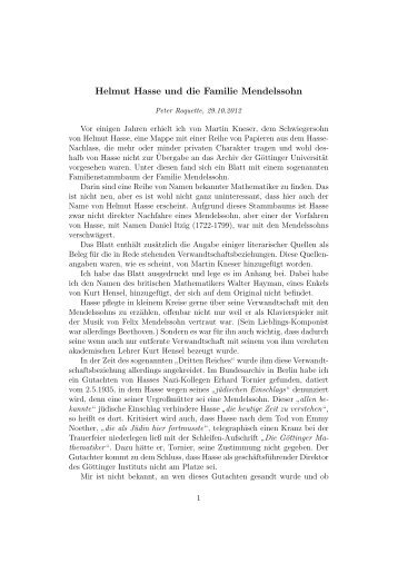 Helmut Hasse und die Familie Mendelssohn - RZ User
