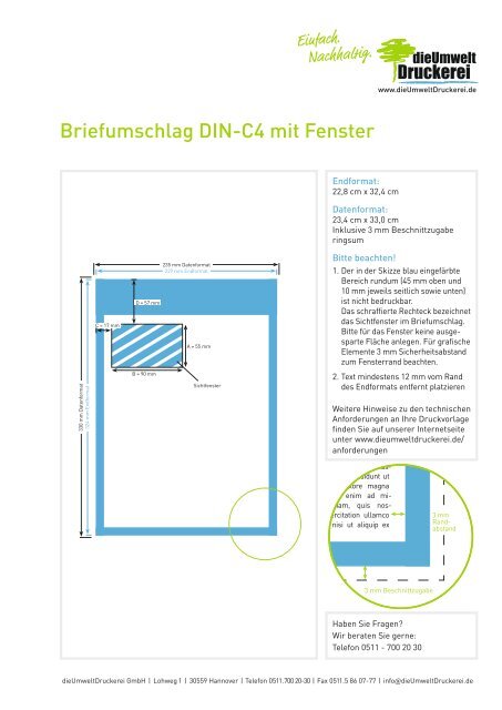 Briefumschlag DIN-C4 mit Fenster - dieUmweltDruckerei.de