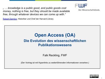 Vortrag Universität Klagenfurt: "Open Access (OA). Die ... - FWF