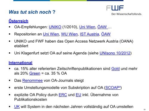 Vortrag Universität Klagenfurt: "Open Access (OA). Die ... - FWF