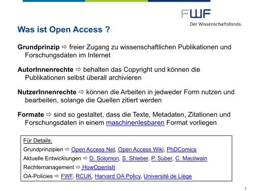 Vortrag Universität Klagenfurt: "Open Access (OA). Die ... - FWF