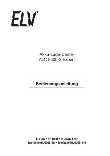 Akku-Lade-Center ALC 8500-2 Expert Bedienungsanleitung - eQ-3