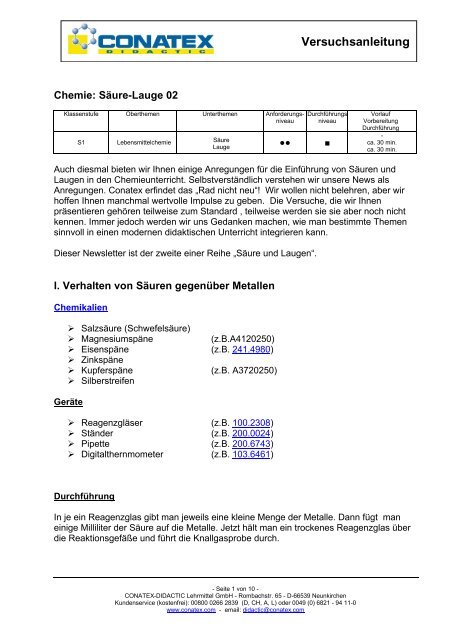 Versuchsanleitung - Conatex-Didactic Lehrmittel GmbH