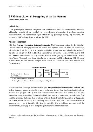 SPSS instruktion til beregning af partial Gamma