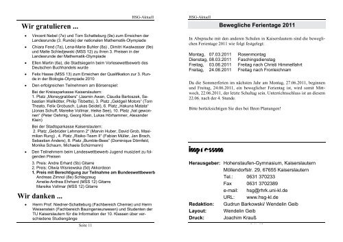 Heft 3 für das Schuljahr 2009 / 2010 - Hohenstaufen-Gymnasium ...