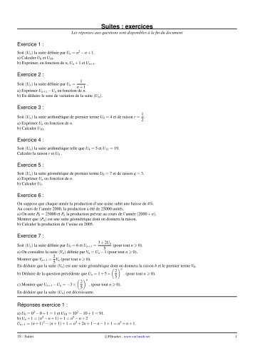 Exercices corrigés - Xm1 Math