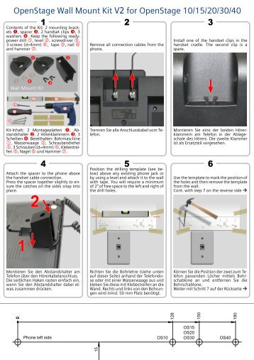 1 2 3 4 5 6 OpenStage Wall Mount Kit V2 for OpenStage 10/15/20/30 ...