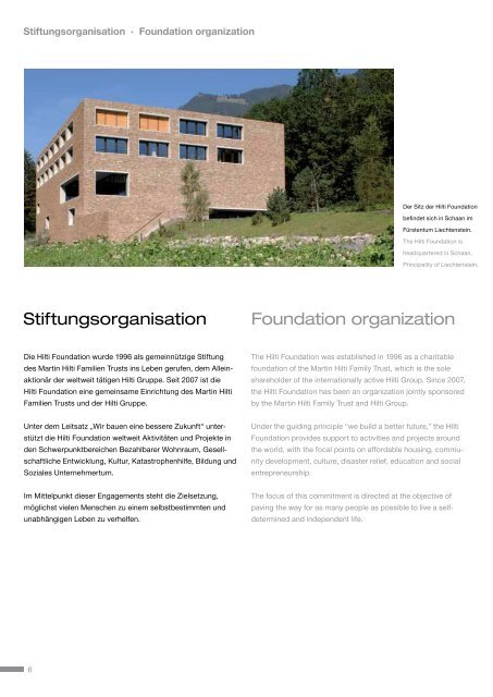 Jahresbericht · Annual Report 2011 - HILTI Foundation