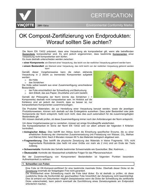 CERTIFICATION OK Compost-Zertifizierung von Endprodukten ...