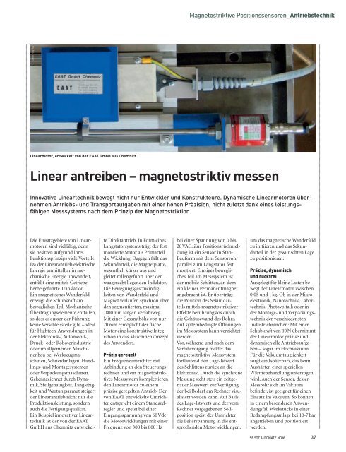 Linear antreiben – magnetostriktiv messen - SWISS ENGINEERING ...