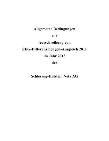 Allgemeine Bedingungen - Schleswig-Holstein Netz AG