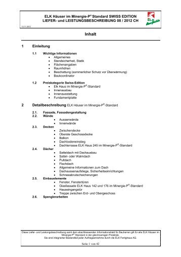 Inhalt - ELK Fertighaus Schweiz