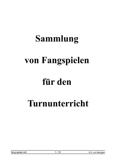 Fangspiele - TV Oberwinterthur