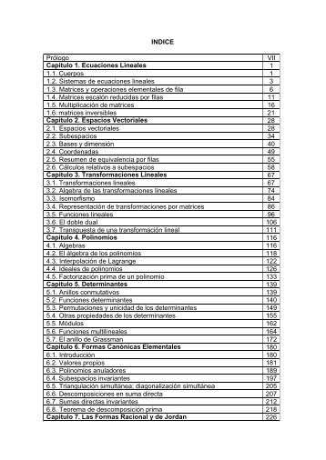 INDICE Prólogo VII Capitulo 1. Ecuaciones Lineales 1 1.1 ... - URBE