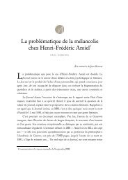 La problématique de la mélancolie chez Henri-Frédéric Amiel