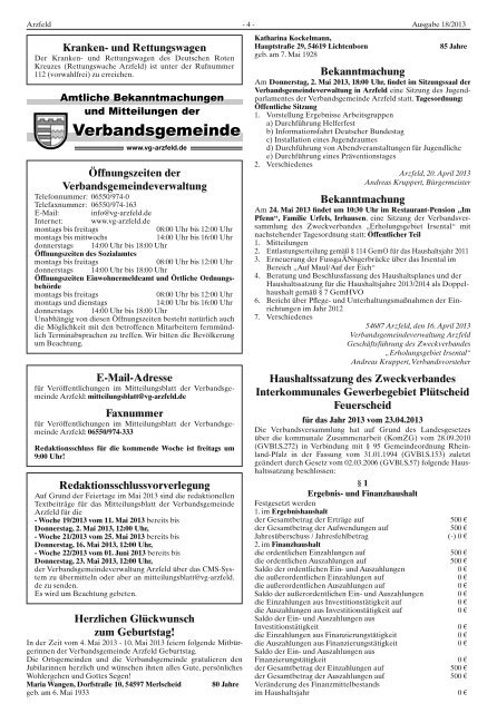 Ausgabe 18 - Verbandsgemeinde Arzfeld