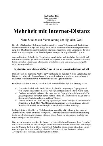Mehrheit mit Internet-Distanz - Stephan Eisel