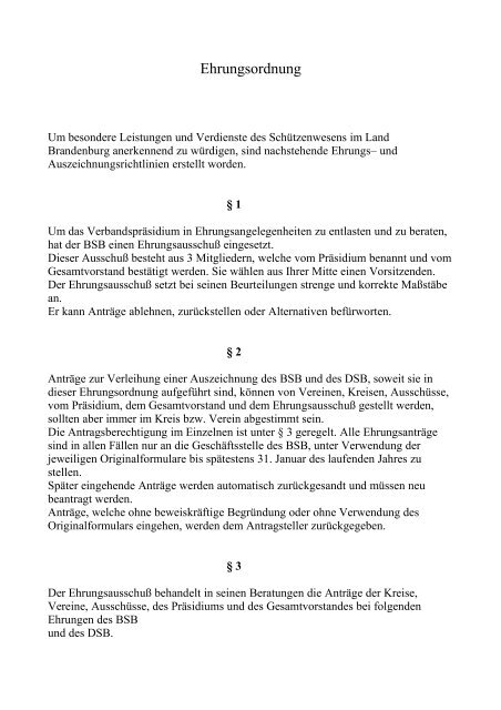 Ehrungsordnung (PDF) - des Brandenburgischen Schützenbundes