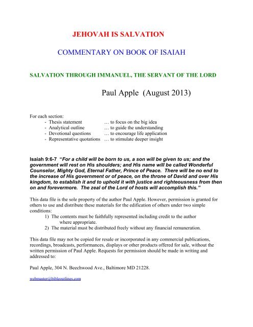 Isaiah Free Sermon Outlines Bible Study And