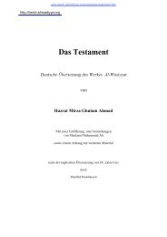 Das Testament Deutsche Übersetzung des Werkes ... - Ahmadiyya.org