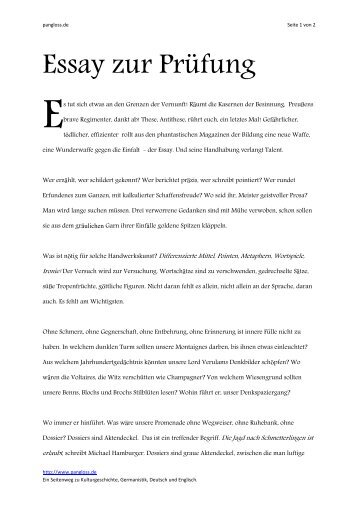 Essay zur Prüfung - pangloss.de