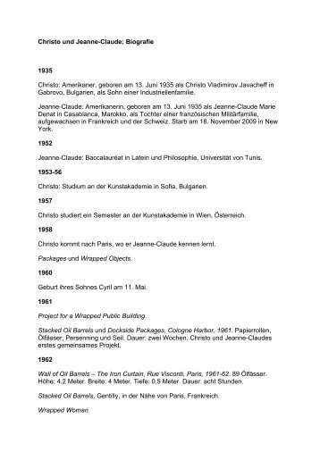 Biografie Christo und Jeanne-Claude (PDF)