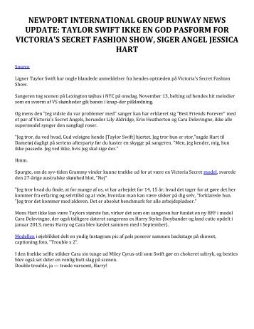 Taylor Swift Ikke En God Pasform For Victoria's Secret Fashion Show, Siger Angel Jessica Hart